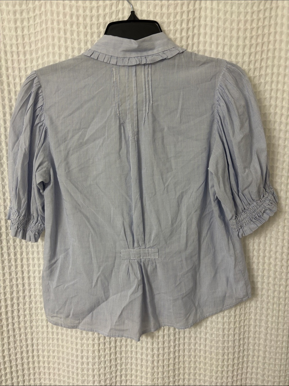 Trovata Birds of Paradis Ruffle Collar Pinstripe Micro Stripe Gemma Blouse XS - Picture 4 of 6